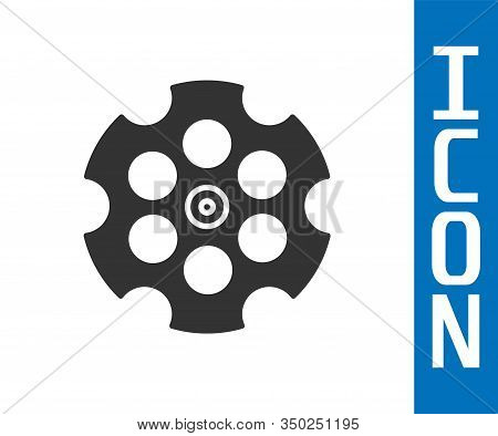 Grey Revolver Cylinder Icon Isolated On White Background. Vector Illustration