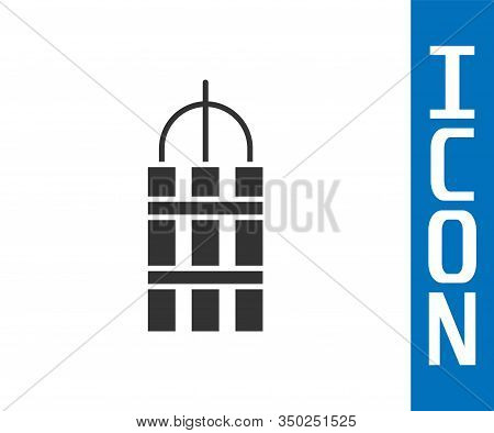 Grey Detonate Dynamite Bomb Stick And Timer Clock Icon Isolated On White Background. Time Bomb - Exp