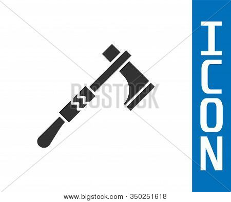 Grey Native American Tomahawk Axe Icon Isolated On White Background. Vector Illustration
