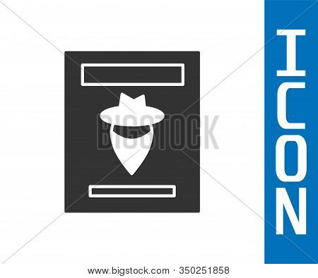 Grey Wanted Western Poster Icon Isolated On White Background. Reward Money. Dead Or Alive Crime Outl