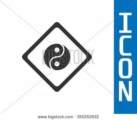 Grey Yin Yang Symbol Of Harmony And Balance Icon Isolated On White Background. Vector Illustration