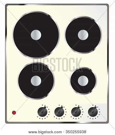 An Electric Hob Turned On Showing Four Conventional Hot Plates