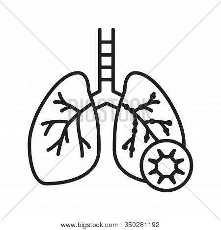 Bronchitis Line Black Icon. Inflammatory Process Lungs. Human Organ Concept. Sign For Web Page, Mobi