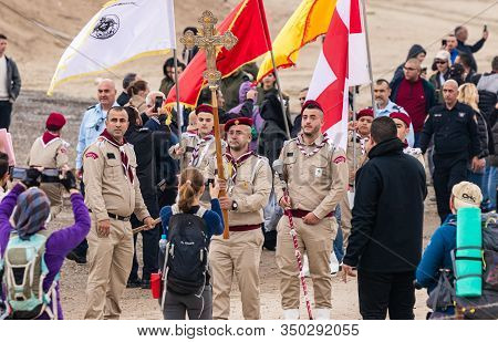 Jericho, Israel, January 18, 2020 : Festive Procession In Honor Of Epiphanius On The Baptismal Site 