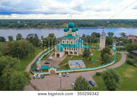 View Of The Old Resurrection Cathedral On A July Cloudy Day (aerial Photography). Tutaev (romanov-bo