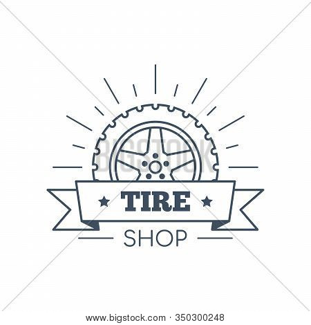 Tire And Wheel Service Badge Design, Stock Vector
