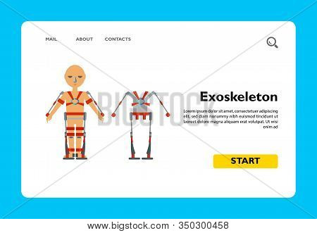 Multicolored Flat Icon Of Exoskeleton Man Wearing Exoskeleton