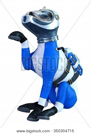 3D Rendering Astronaut Dog On White