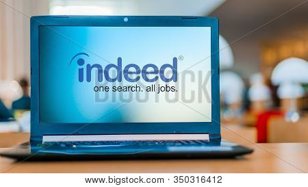 Poznan, Pol - Dec 11, 2019: Laptop Computer Displaying Logo Of Indeed, An American Worldwide Employm