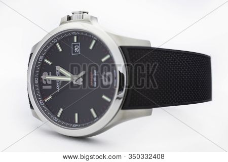 Saint-imier, Switzerland, 2.02.2020 - Longines Vhp Steel With A Strap Watch. Longines Is Swiss Luxur