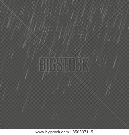 Rain Isolated Realistic Anglewise Effect. Transparent Nature Rainfall Template. Eps 10
