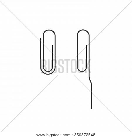 Paper Clip And Unbent Paperclip Icon Linear Style. Editable Stroke. Stock Vector Illustration Isolat