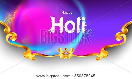 Happy Holi Festival Empty Background For Card Design . Copy Spce For Text With Explosion Of Powder A