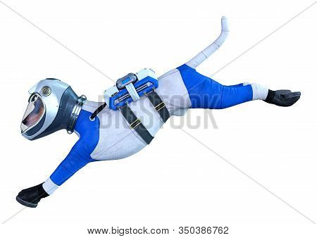 3D Rendering Astronaut Dog On White