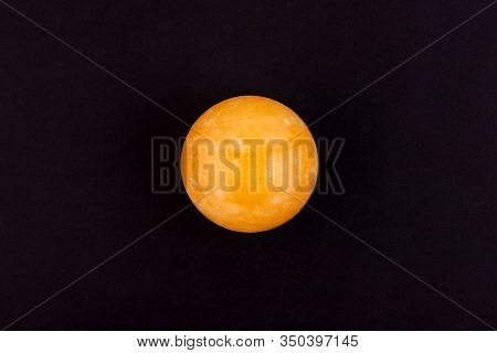 Yellow Crystals Ball, Calcite Sphere, Calcite Healing Ball, Black Background.