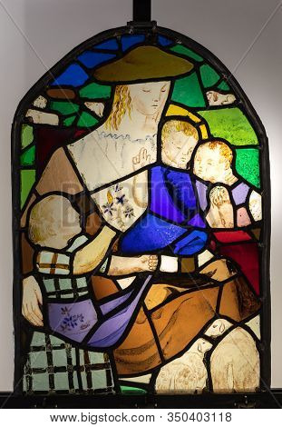 Troyes, France - August 31, 2018: Exhibition Of Beautiful Stained Glass Windows At Cite Du Vitrail I