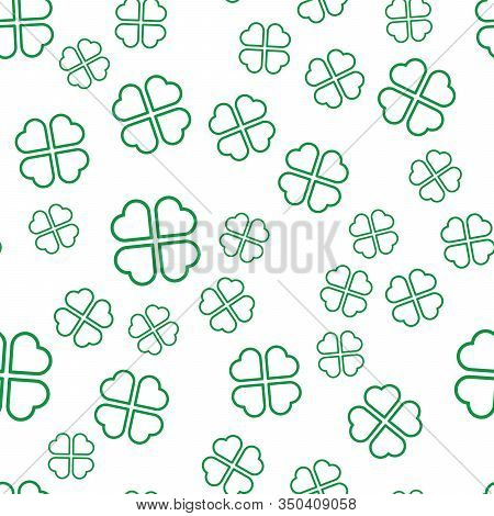 Green Shamrock Seamless Pattern. Background Of Fourleaf Clovers. Simple Flat Vector Illustration