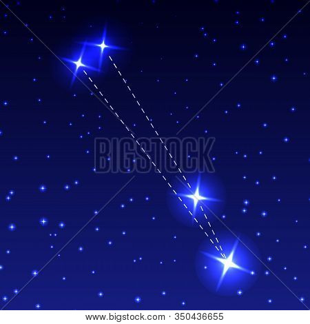 The Constellation Of The Compass In The Night Starry Sky. Vector Illustration Of The Concept Of Astr