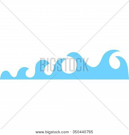Vector Blue Wave Icons Set On White Background. Water Waves - Stock Vector