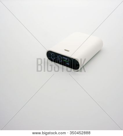 The Pm2.5 Detector Isolated On White Background. The Detector Is Useful To Check The Aqi Which Means