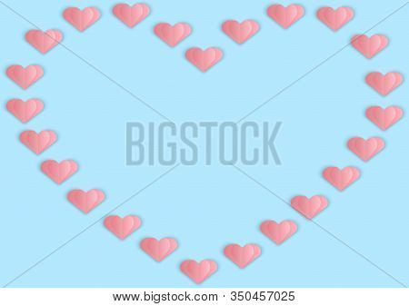 Elements In Shape Of Heart On Pink Background, Card Festival Love, Sweethearts, Greeting Card Design
