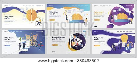 Innovative Decisions Set. Team Presenting Project, New Ideas, Brainwork. Flat Vector Illustrations. 
