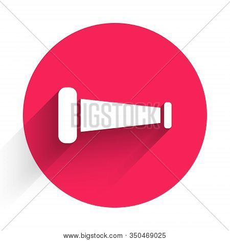 White Industry Metallic Pipe Icon Isolated With Long Shadow. Plumbing Pipeline Parts Of Different Sh