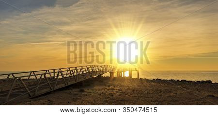Walkway To The Lookout On Chilches Beach At Sunrise