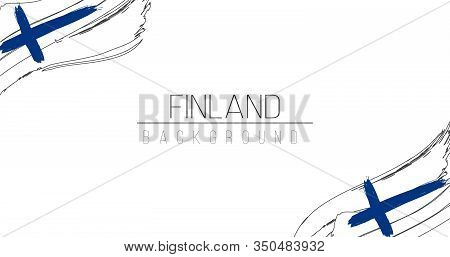 Finland Flag Brush Style Background With Stripes. Stock Vector Illustration Isolated On White Backgr