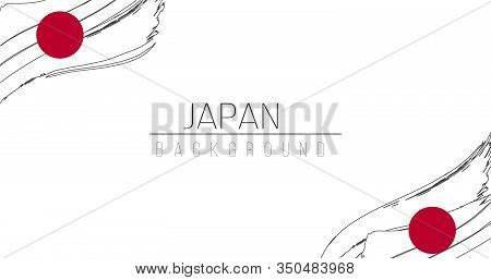 Japan Flag Brush Style Background With Stripes. Stock Vector Illustration Isolated On White Backgrou