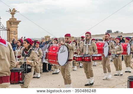 Jericho, Israel, January 18, 2020 : Festive Procession In Honor Of Epiphanius On The Baptismal Site 