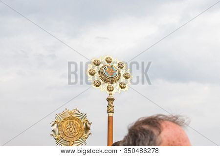 Jericho, Israel, January 18, 2020 : Large Richly Inlaid Symbol From Festive Procession In Honor Of E