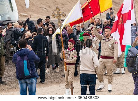 Jericho, Israel, January 18, 2020 : Festive Procession In Honor Of Epiphanius On The Baptismal Site 