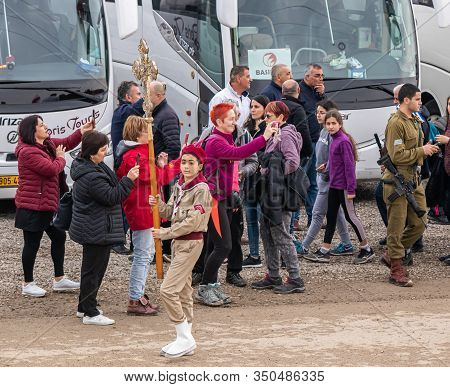 Jericho, Israel, January 18, 2020 : Festive Procession In Honor Of Epiphanius On The Baptismal Site 