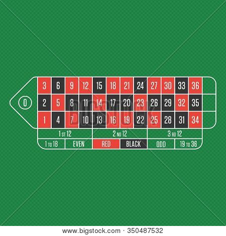 Casino Roulette Table With Numbers. Traditional European Roulette Table In Realistic Style. Gambling