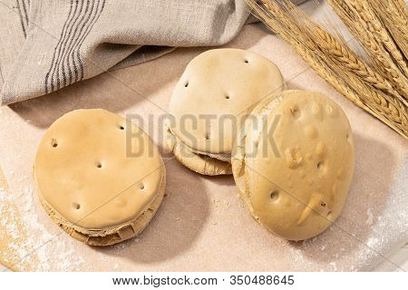 Sea Biscuit On Table. Traditional Bread From Galicia, Spain