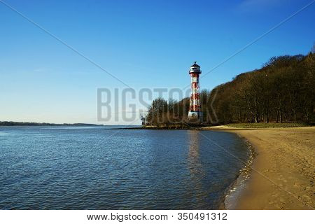 Lighthouse On The River Elbe In Hamburg Germany