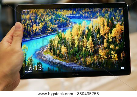 Bangkok, Thailand - February 6, 2019: Huawei Mediapad M6 10.8 Inches Screen Unveiled, The Latest Ser