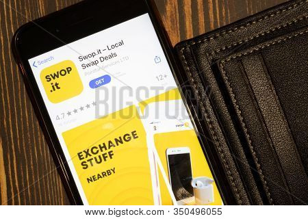 Los Angeles, California, Usa - 12 February 2020: Swop.it App Store Page Close Up , Illustrative Edit