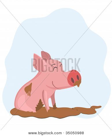 pig in the mud