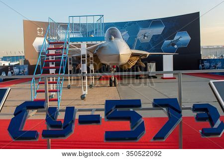 August 30, 2019. Zhukovsky, Russia. Fifth-generation Promising Russian Multi-functional Fighter Sukh