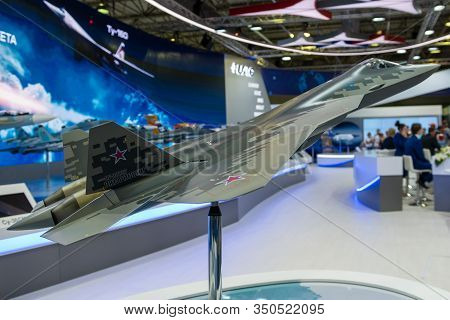 August 30, 2019. Zhukovsky, Russia. Layout Of The Fifth-generation Promising Russian Multi-functiona