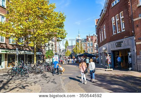 Venlo, Limburg, Netherlands - October 13, 2018: Shopping Street In The Historical Center Of The Dutc