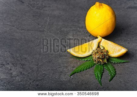 Cannabis Buds And Leaves With Lemon