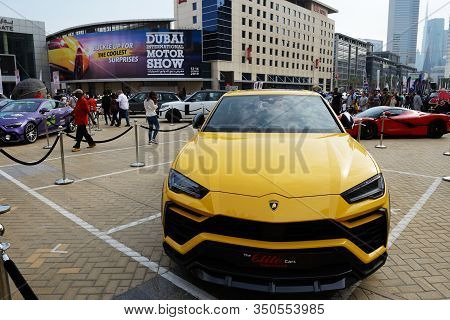 Dubai, Uae - November 16: The Lamborghini Urus Suv Is On Dubai Motor Show 2019 On November 16, 2019