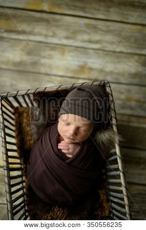 Newborn Baby Pose In A Basket