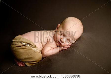 Lovely Newborn Baby Boy Sleeping Toshie Up Pose
