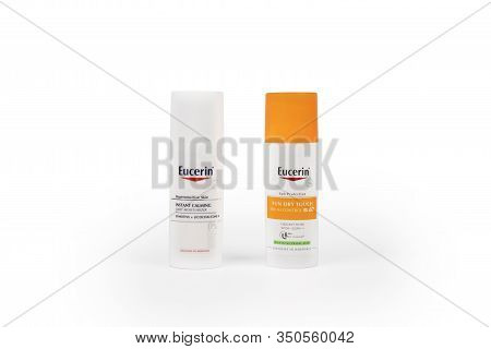 Bangkok, Thailand - 18 Aug, 2019: Eucerin Daily Moisturizer For Hypersensitive Skin And Sun Protecti