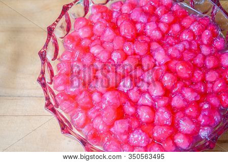 Tubtimkrob Is The Waterchestnut In Coconut Milk Thailand Dessert. It's Vintage Crispy Traditional De