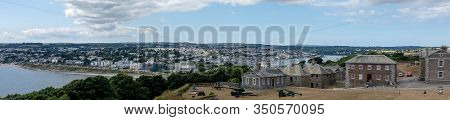 Falmouth, Cornwall, England - July 25, 2018:  Coast View From Pendennis Castle. Pendennis Castle Was